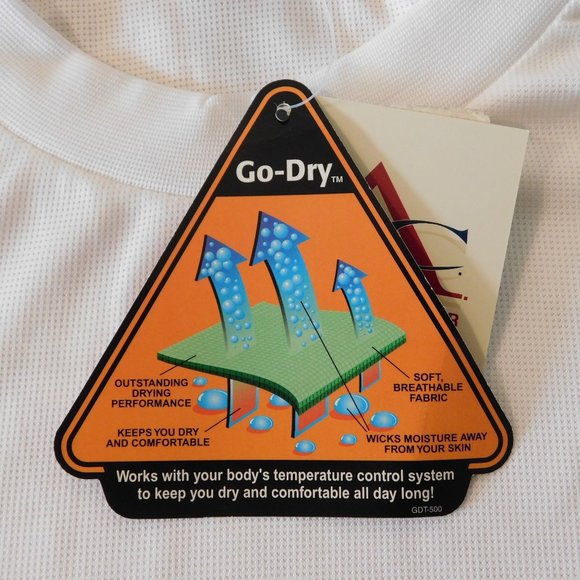 DAC Athletic Club Dry Fit Shirt Mens XL White Go Dry High Neck Golf Short Sleeve - Picture 8 of 8